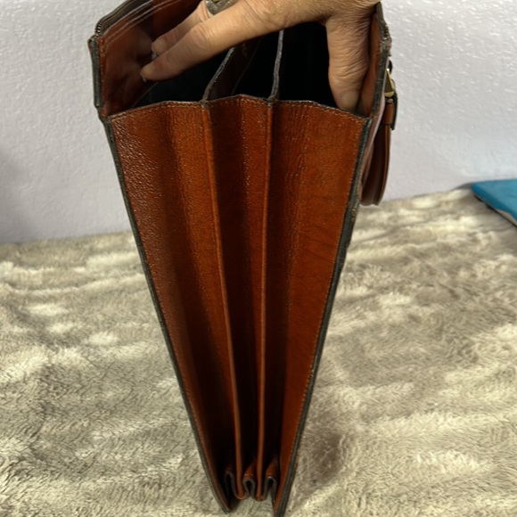 Vintage  Gold Pfeil sport  16” Brown Leather Briefcase Portfolio Document Bag - Picture 9 of 16